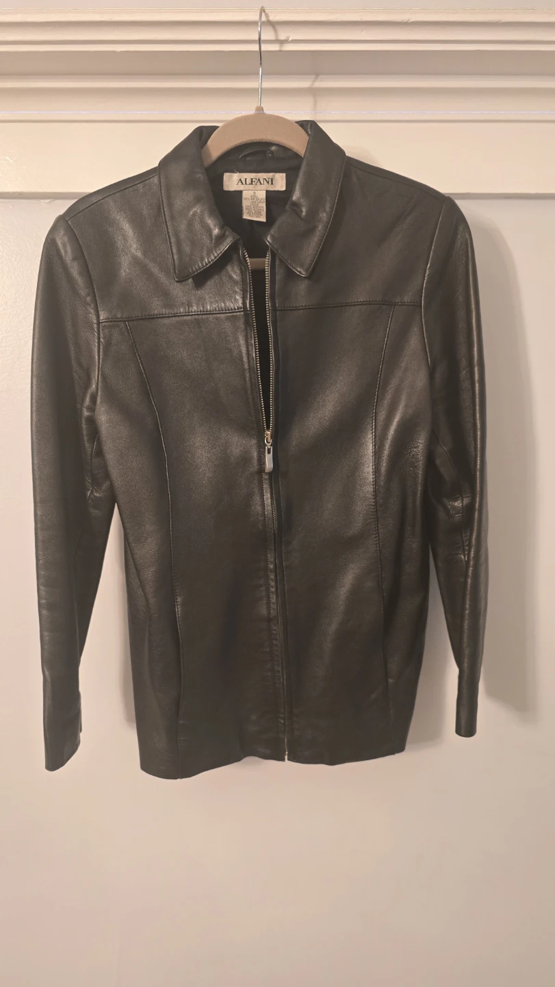 Alfani Black Leather Jacket - Size S - photo 2