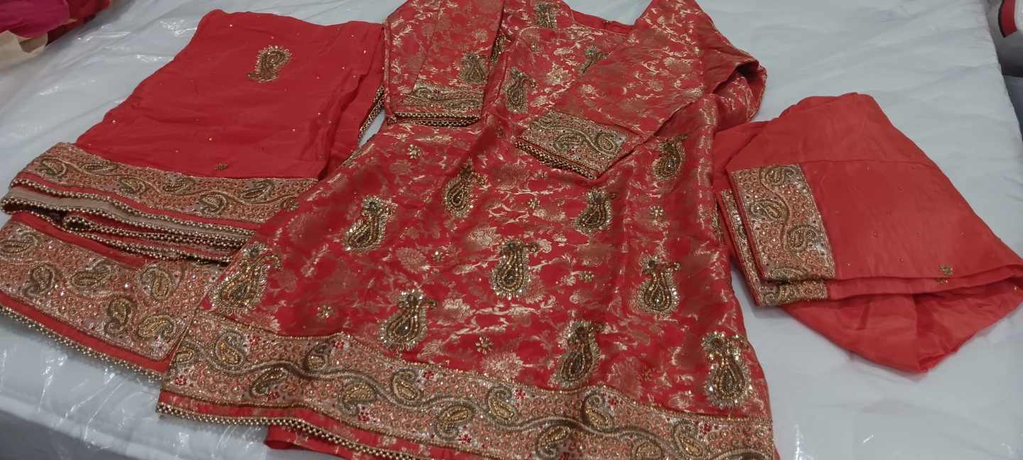 Red & Gold Embroidered Indian Outfit