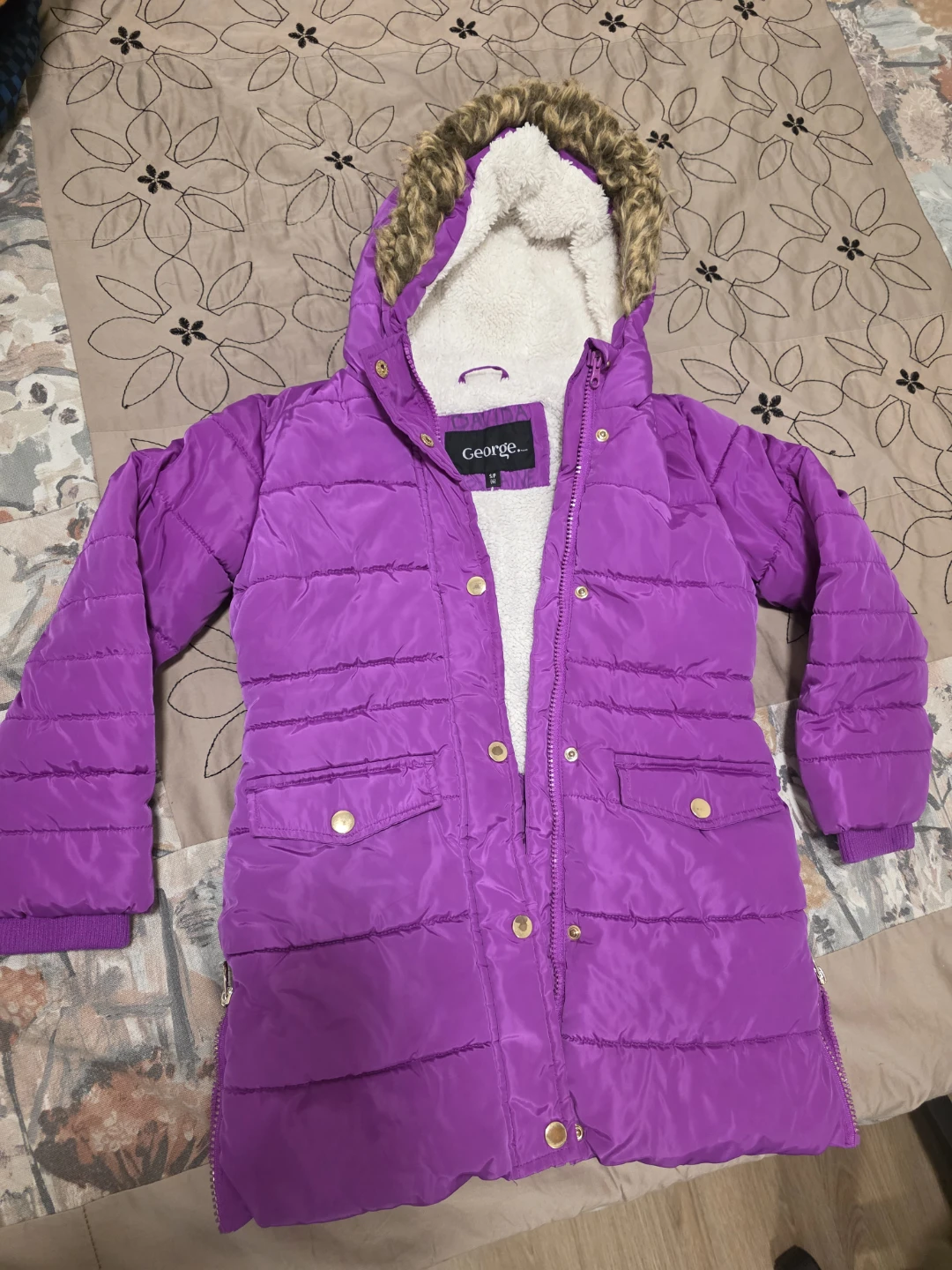 George Girls' Purple Winter Coat - Size 6
