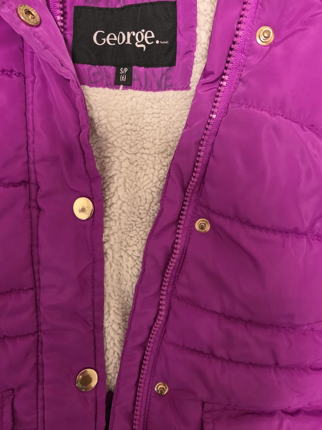 George Girls' Purple Winter Coat - Size 6 - photo 2