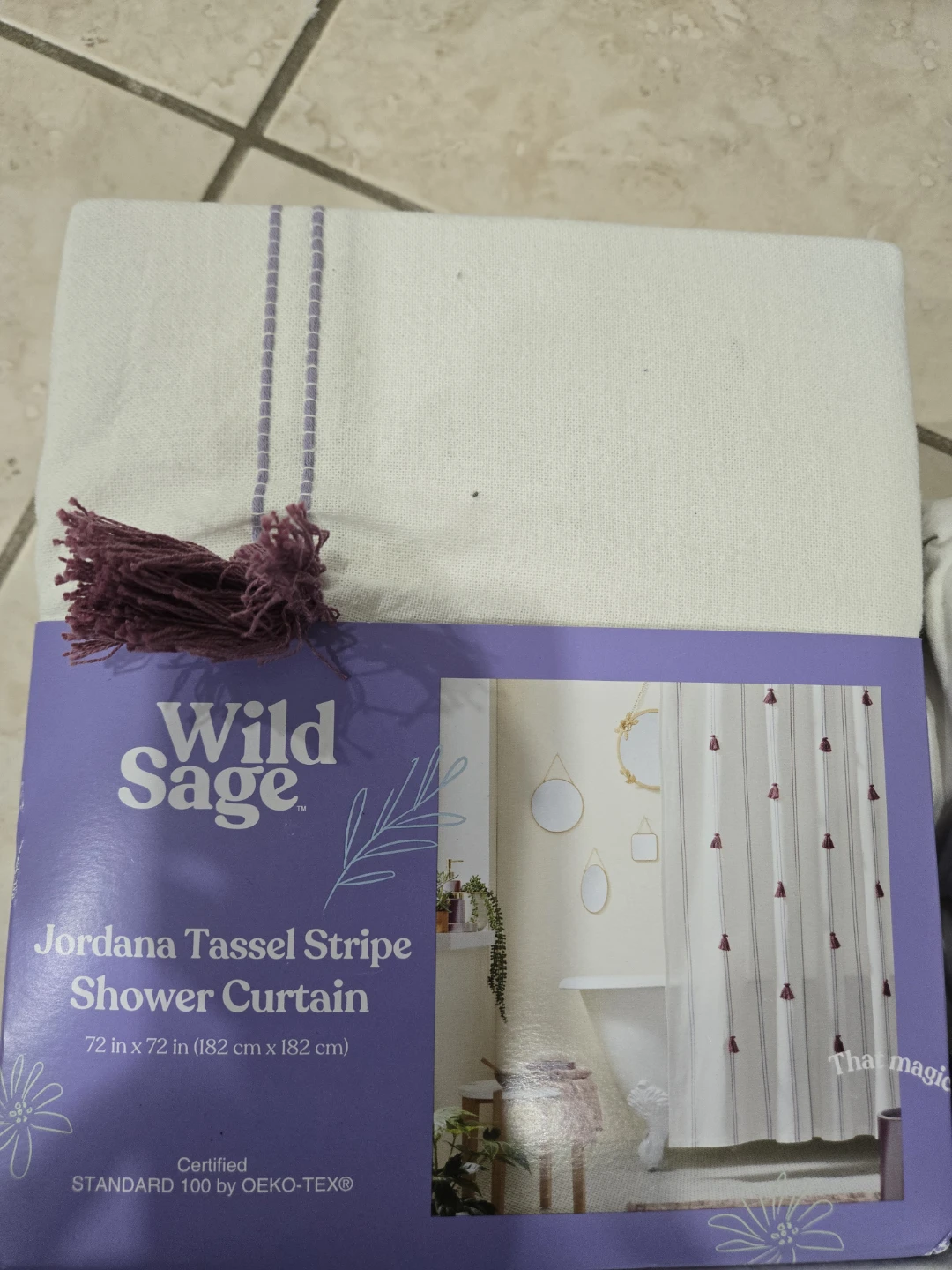 Wild Sage Esmara Tufted Dots Shower Curtain - NEW