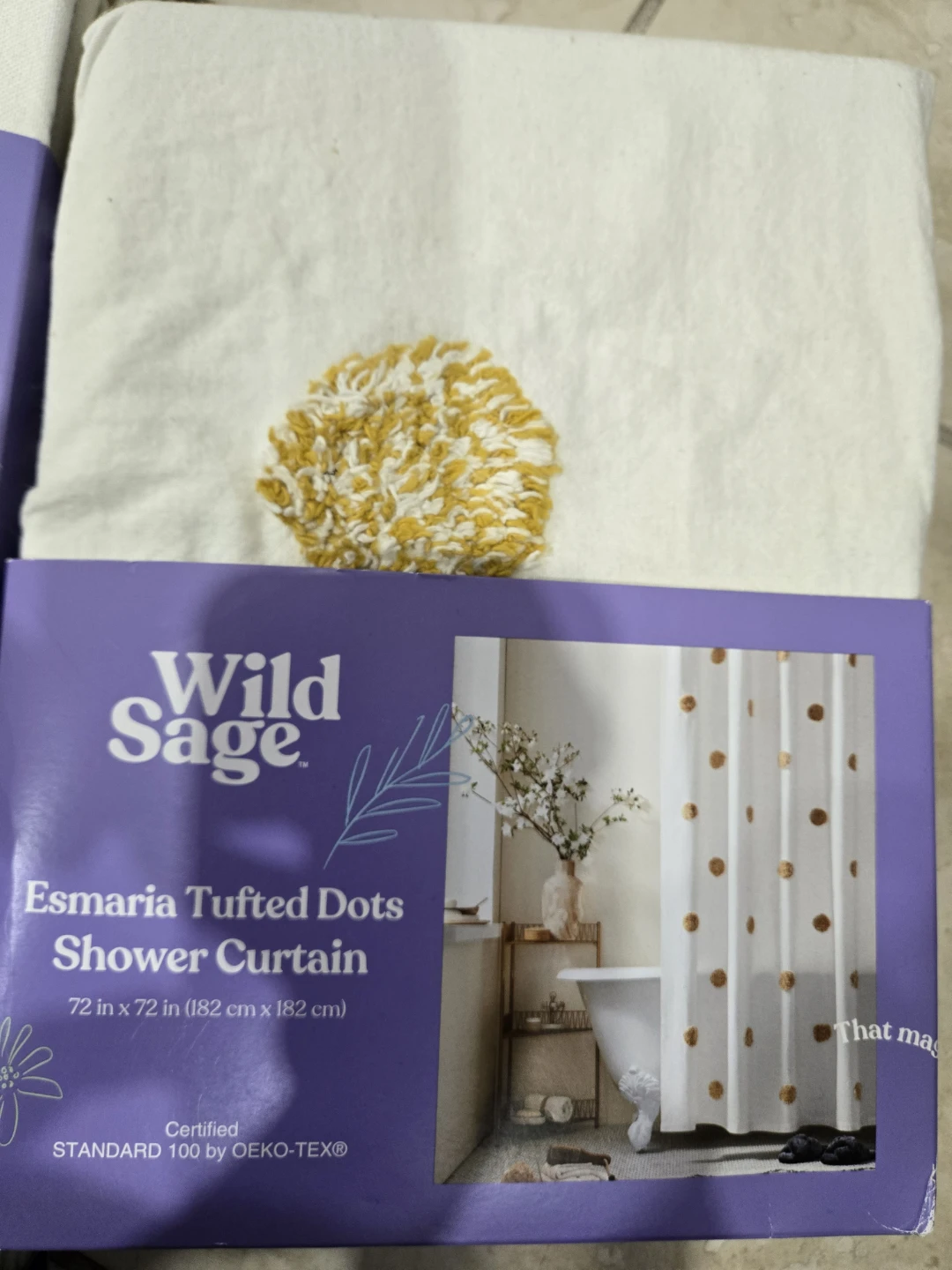 Wild Sage Esmara Tufted Dots Shower Curtain - NEW - photo 3