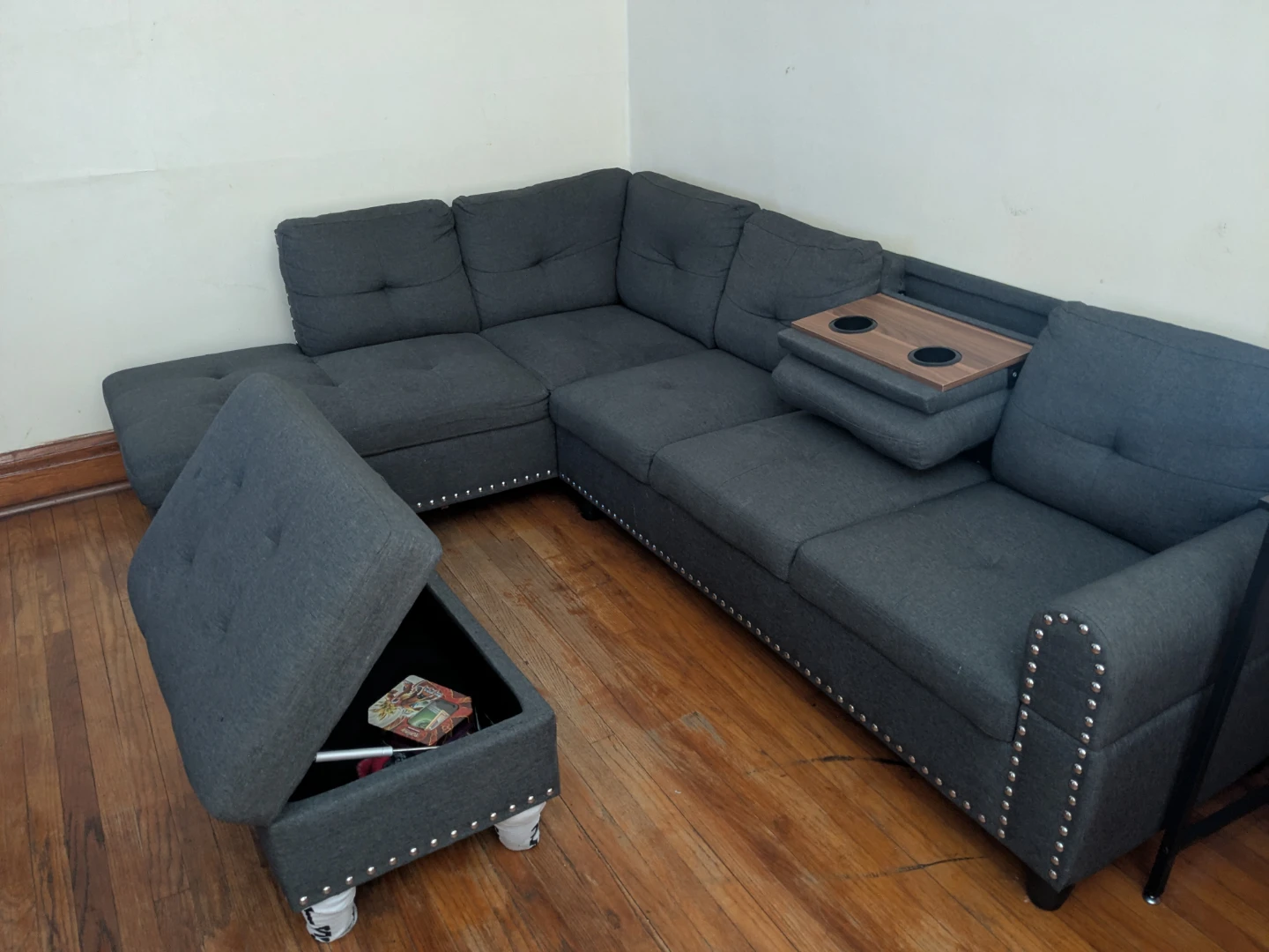 Gray Sectional Sofa with Ottoman - photo 3