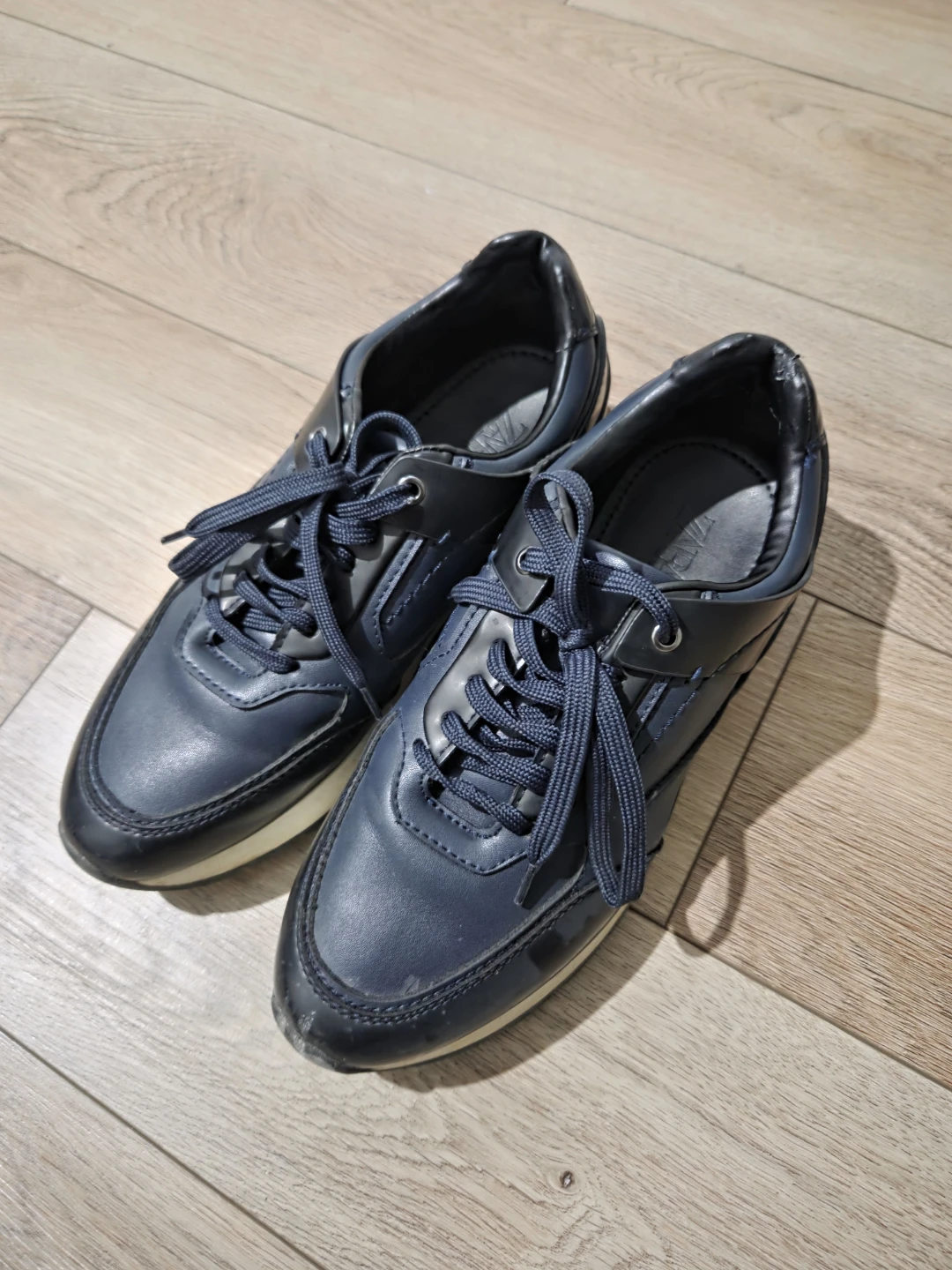 [Zara] Men's Blue Faux Leather Sneakers - US 7
