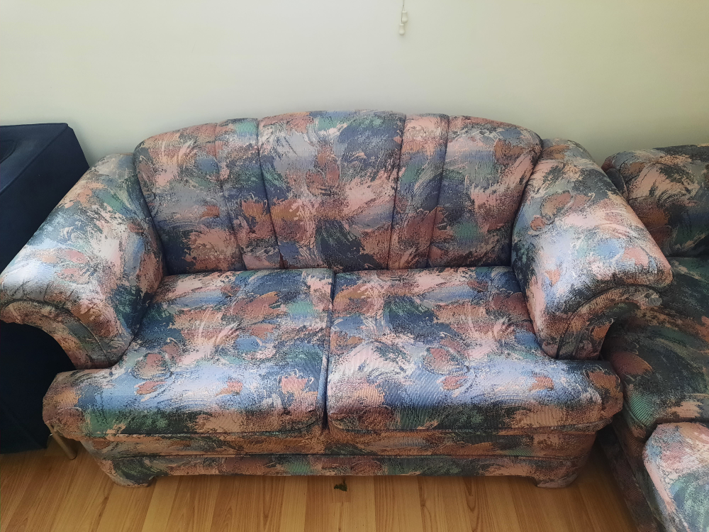 Loveseat Couch with Abstract Pattern