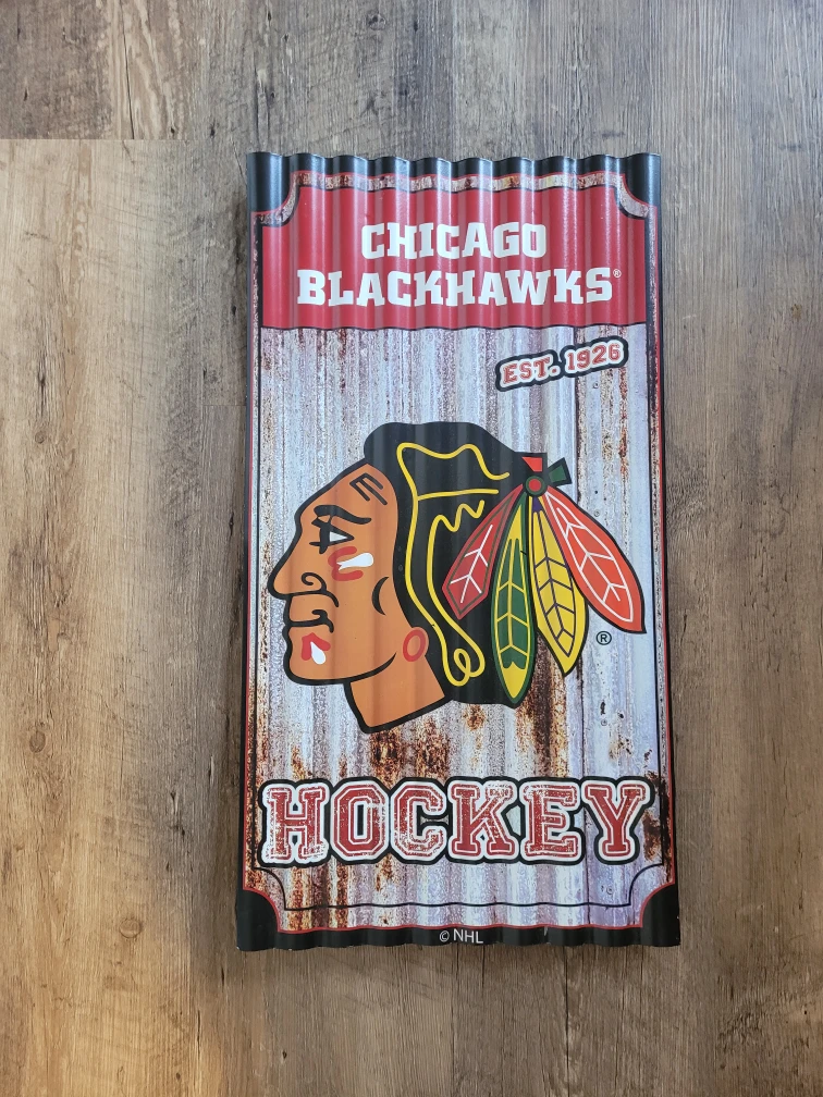 Chicago Blackhawks Hockey Metal Sign