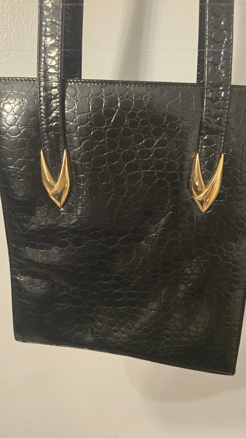 Black Croc Embossed Shoulder Bag - photo 2