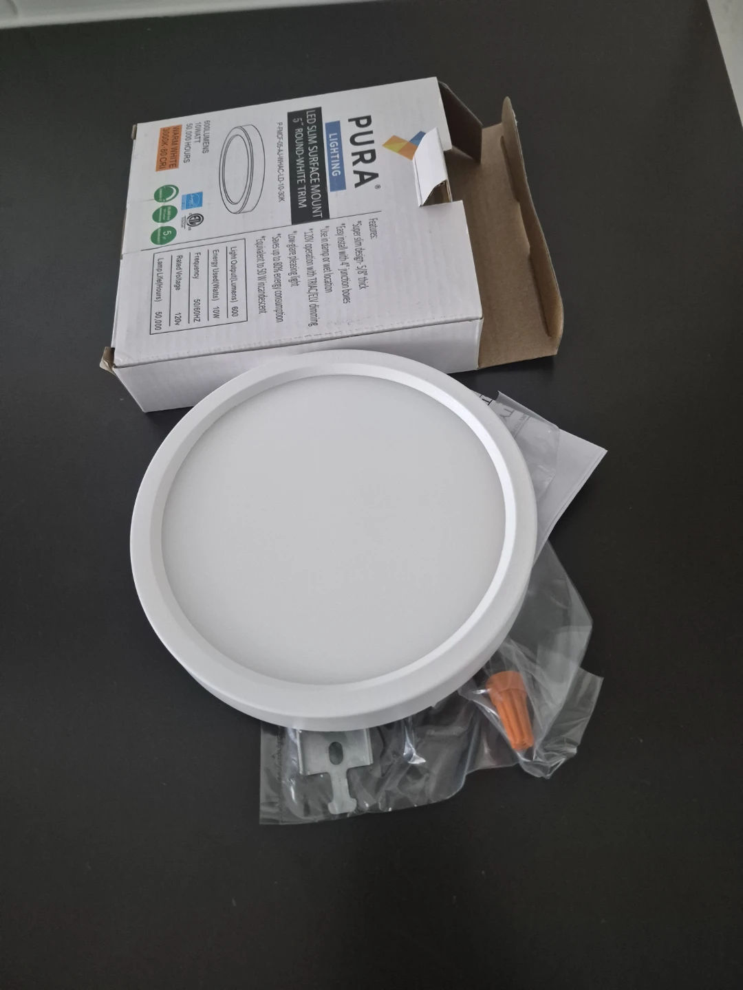 PURA Lighting LED Slim Surface Mount 5" Round Light - White Trim - photo 2