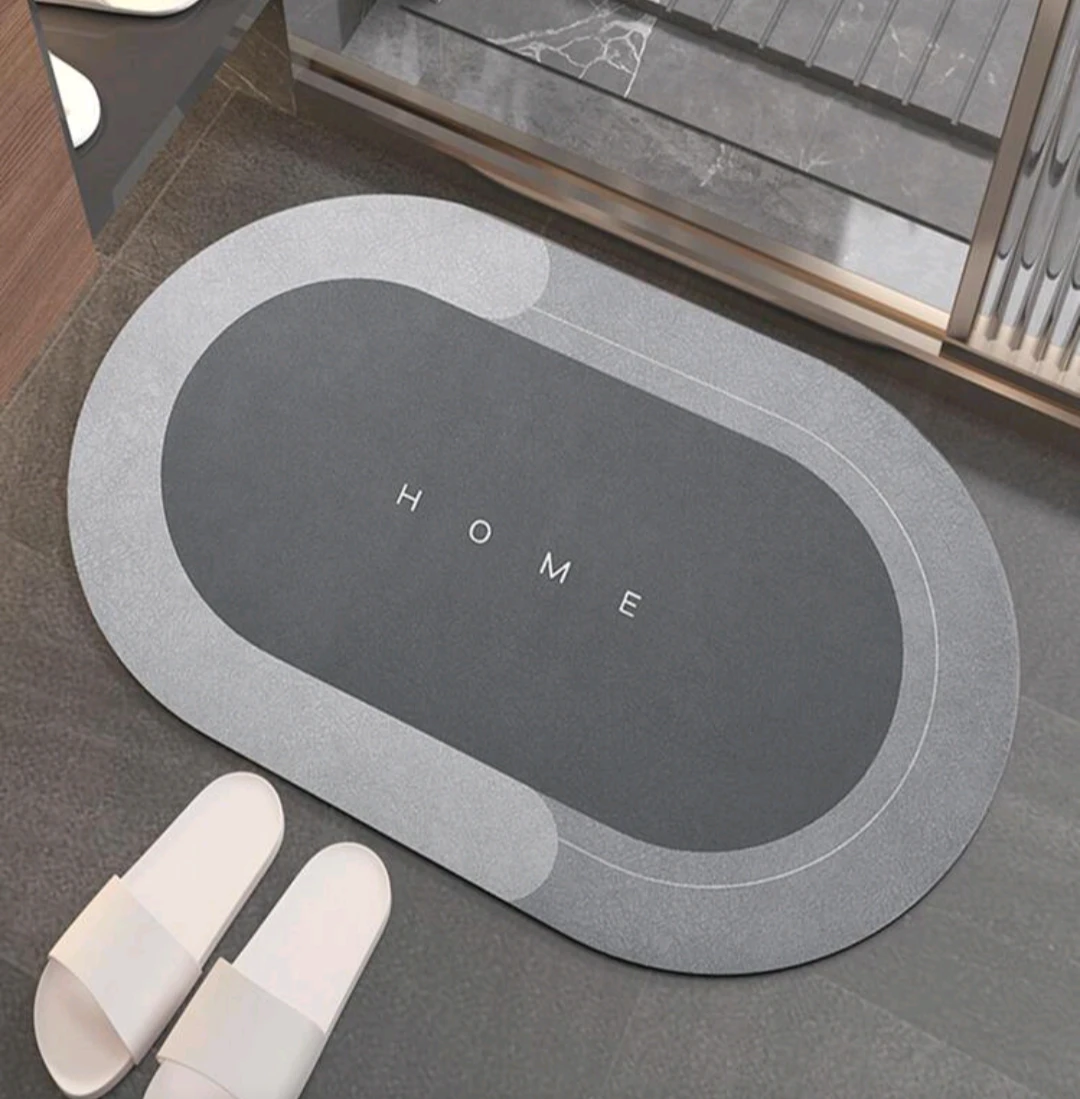 Grey Oval Bath Mat - 60cm x 40cm