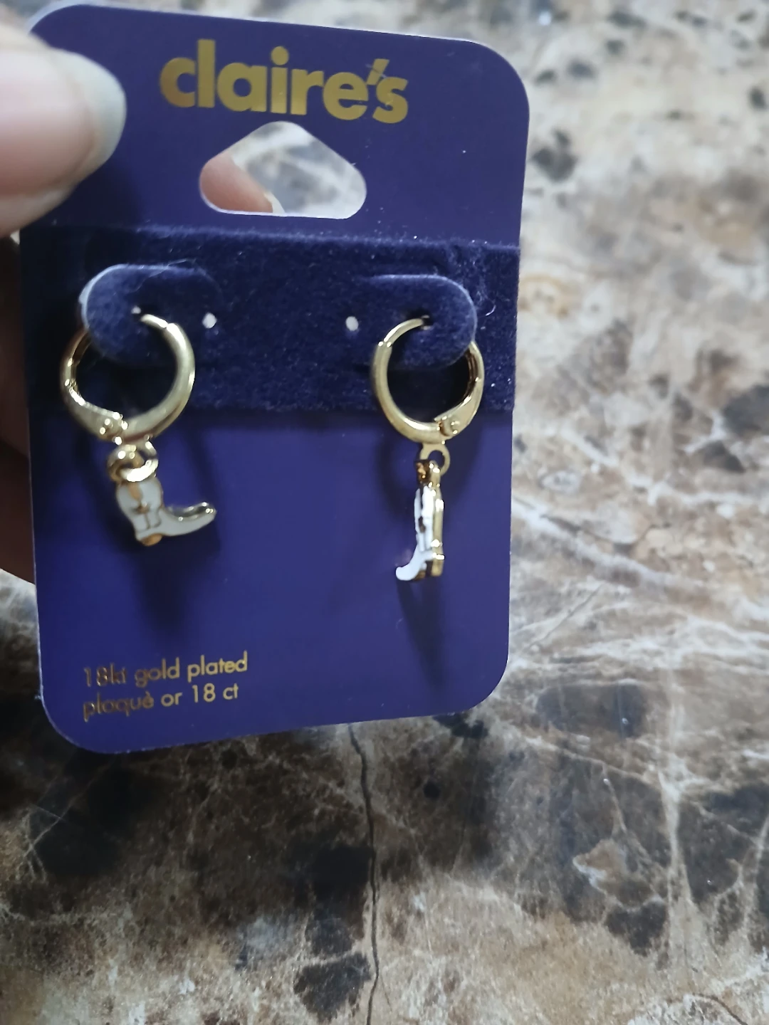 Claire's 18kt Gold Plated Cowboy Boot Hoop Earrings