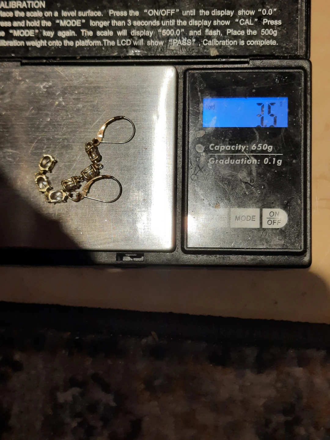 Solid 1OK YELLOW GOLD CZ Dangle Earrings - photo 5