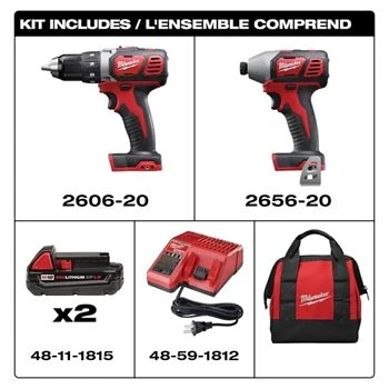 Milwaukee 2606-20 Drill & 2656-20 Impact Driver Kit - photo 2