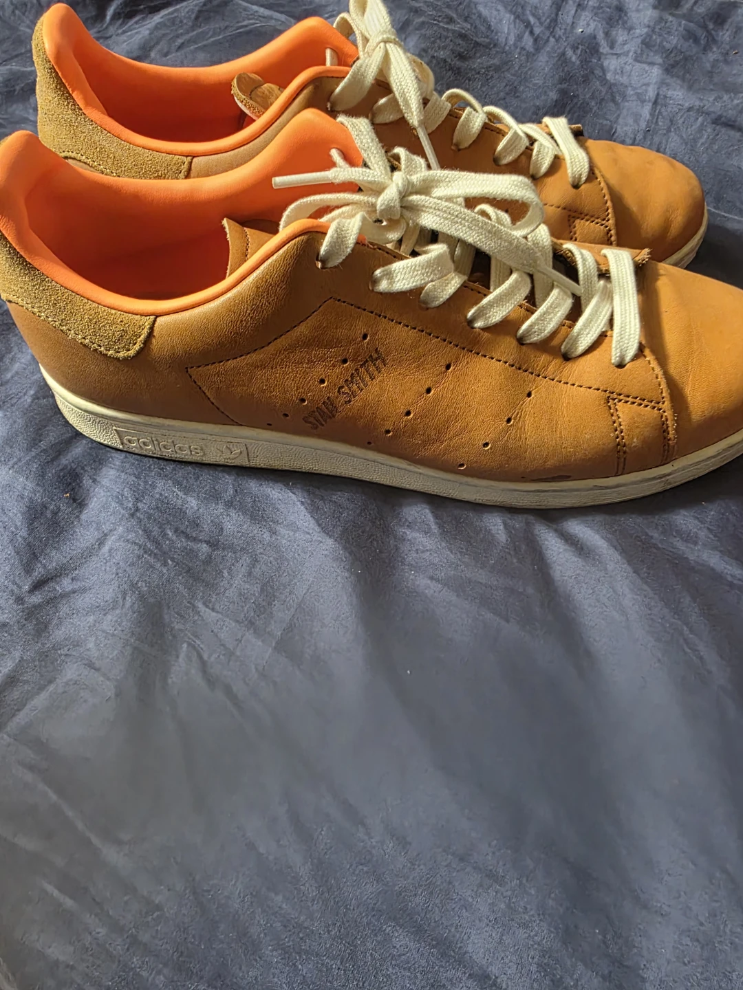 Adidas Stan Smith Orange Leather Shoes - Size 10.5