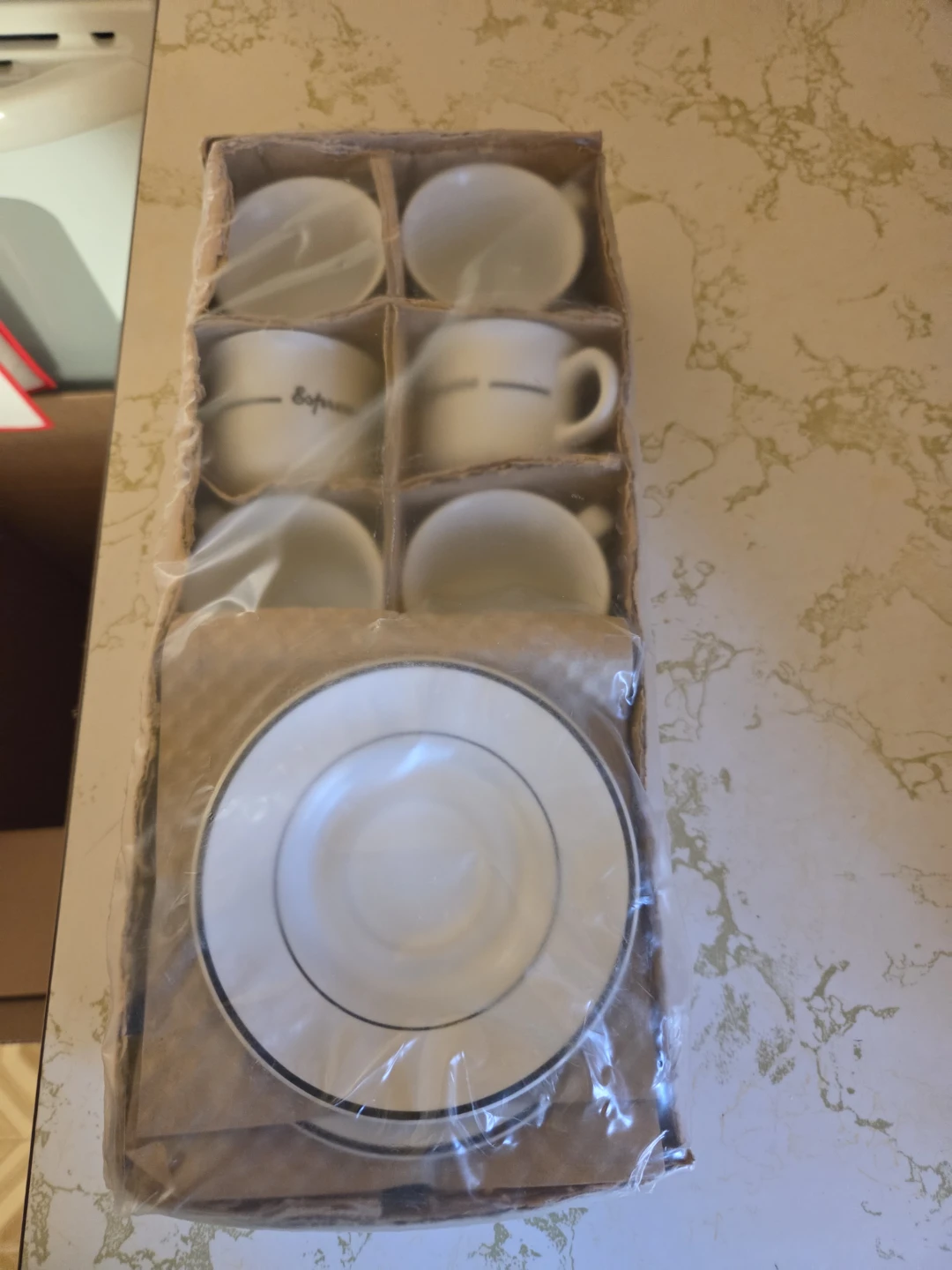 Set of 6 Espresso Cups and Saucers