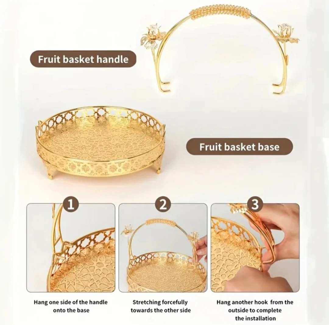 🧡Brand new Gold Fruit Basket with Handle - photo 3