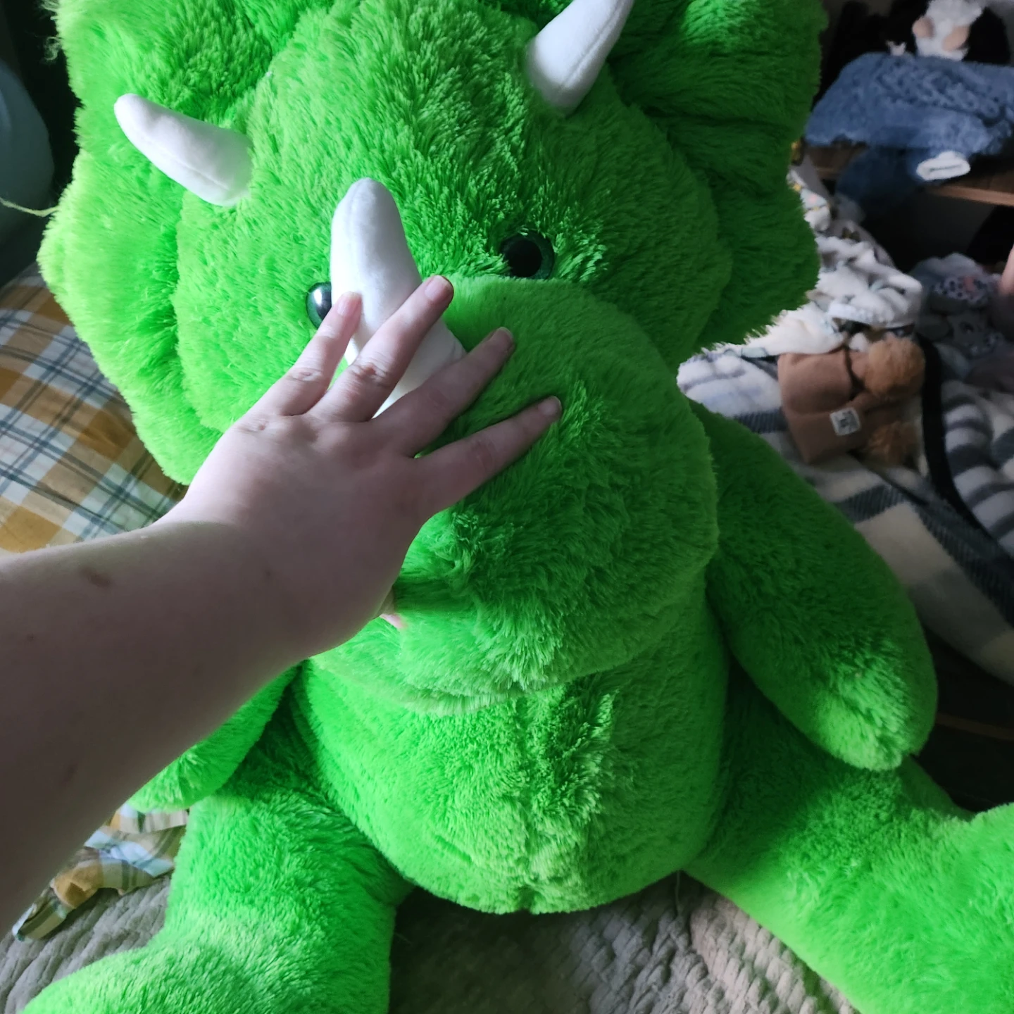 Green Triceratops Plush Toy - photo 2