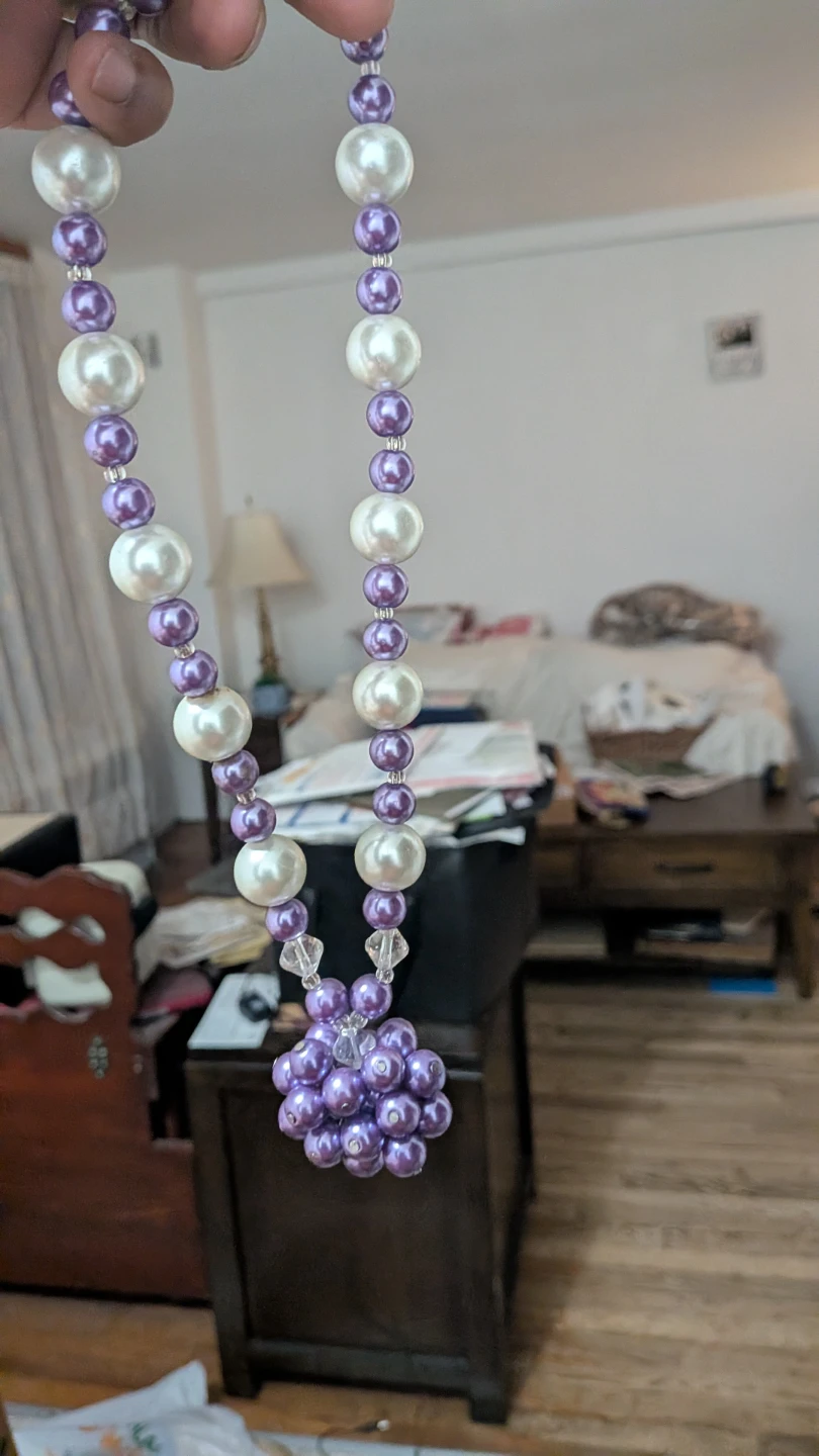 Pearl and Purple Beaded Necklace