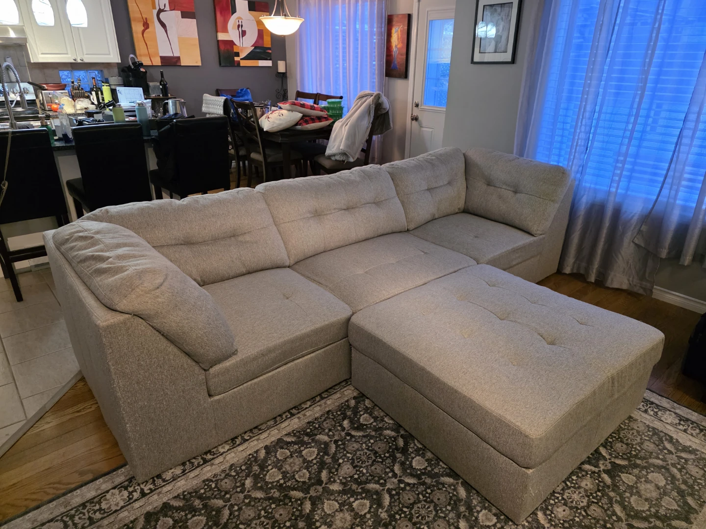 Grey Sectional Sofa with Ottoman - photo 2