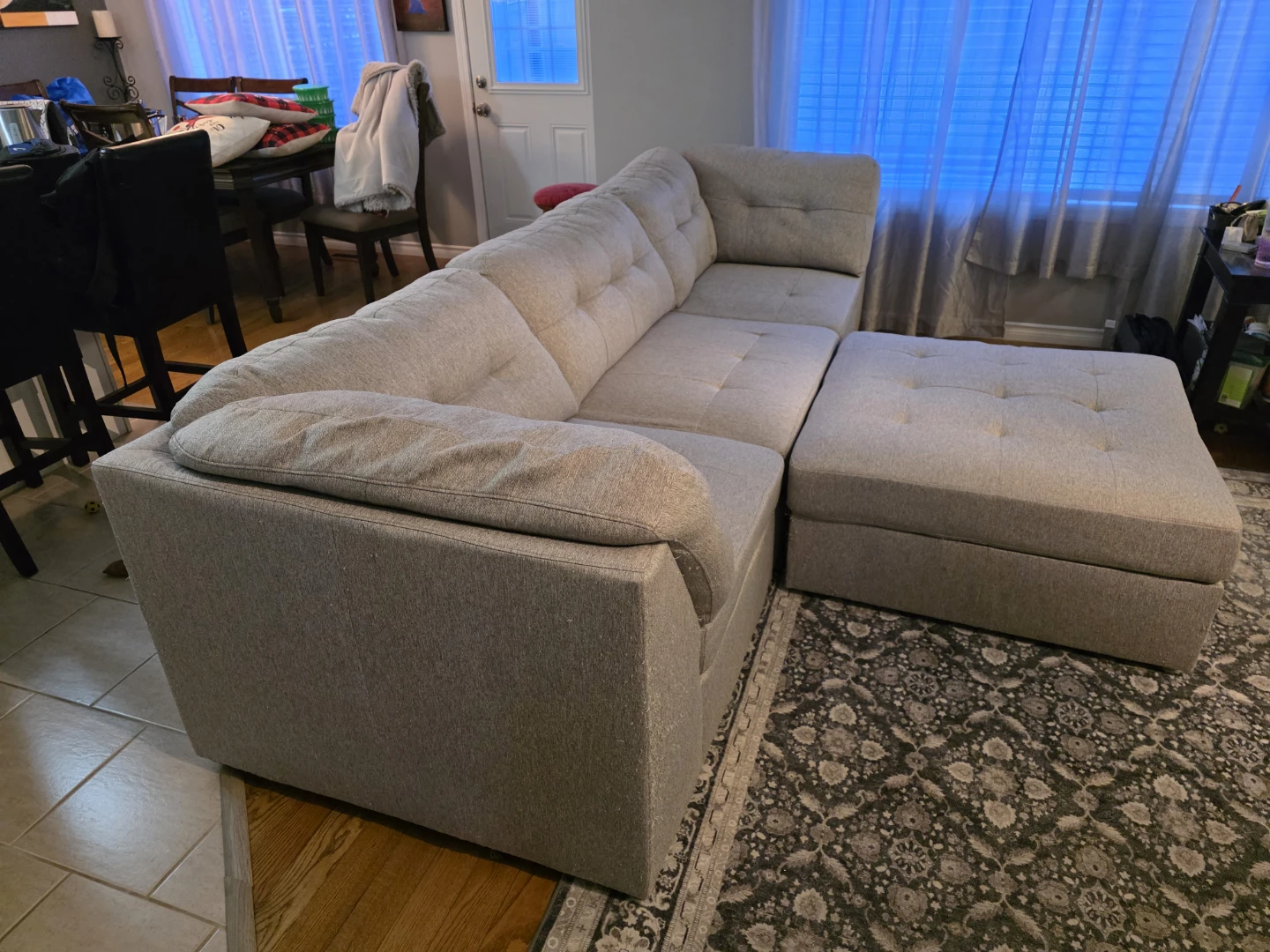 Grey Sectional Sofa with Ottoman - photo 3