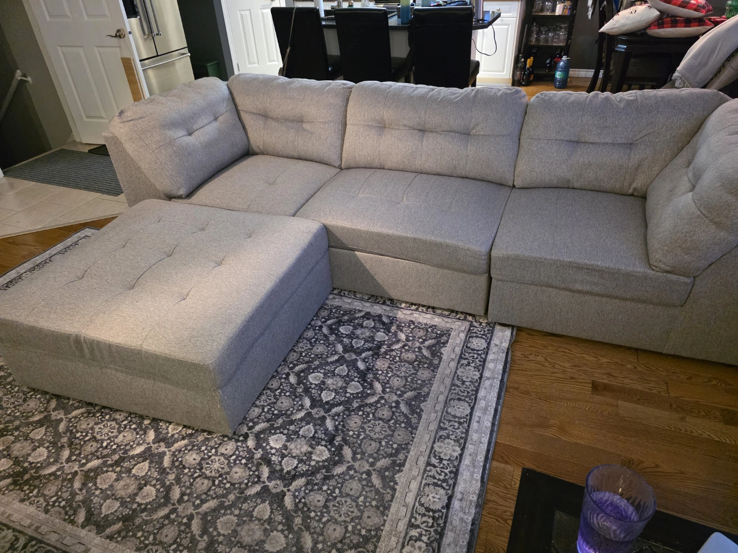 Grey Sectional Sofa with Ottoman - photo 4