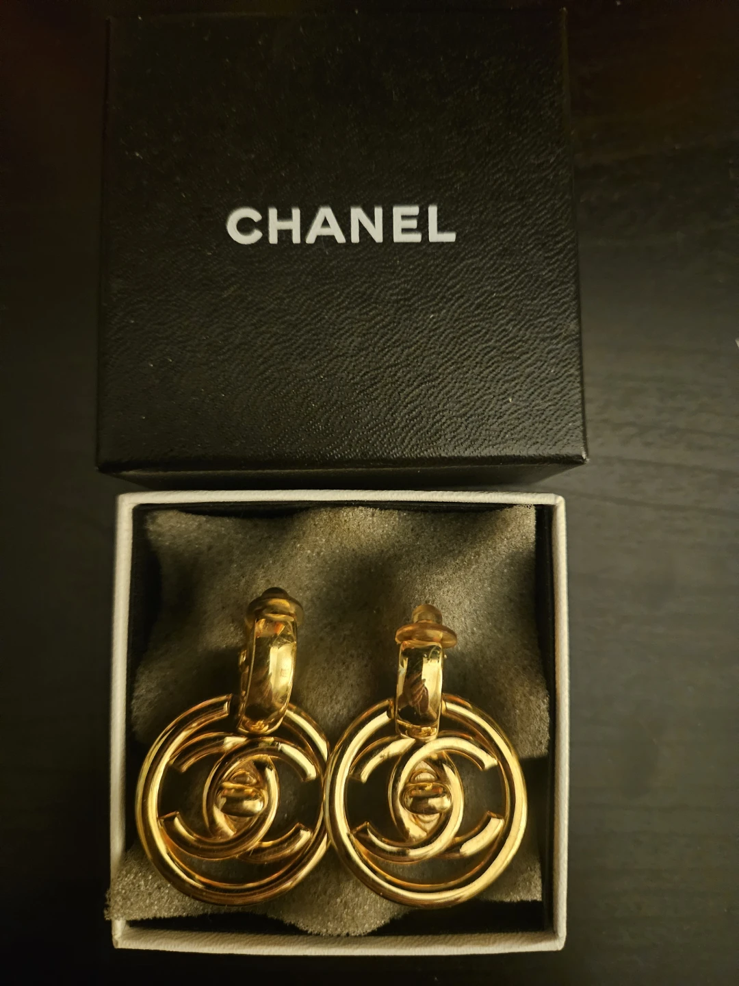 CHANEL Vintage CC Clip-On Earrings Gold Tone