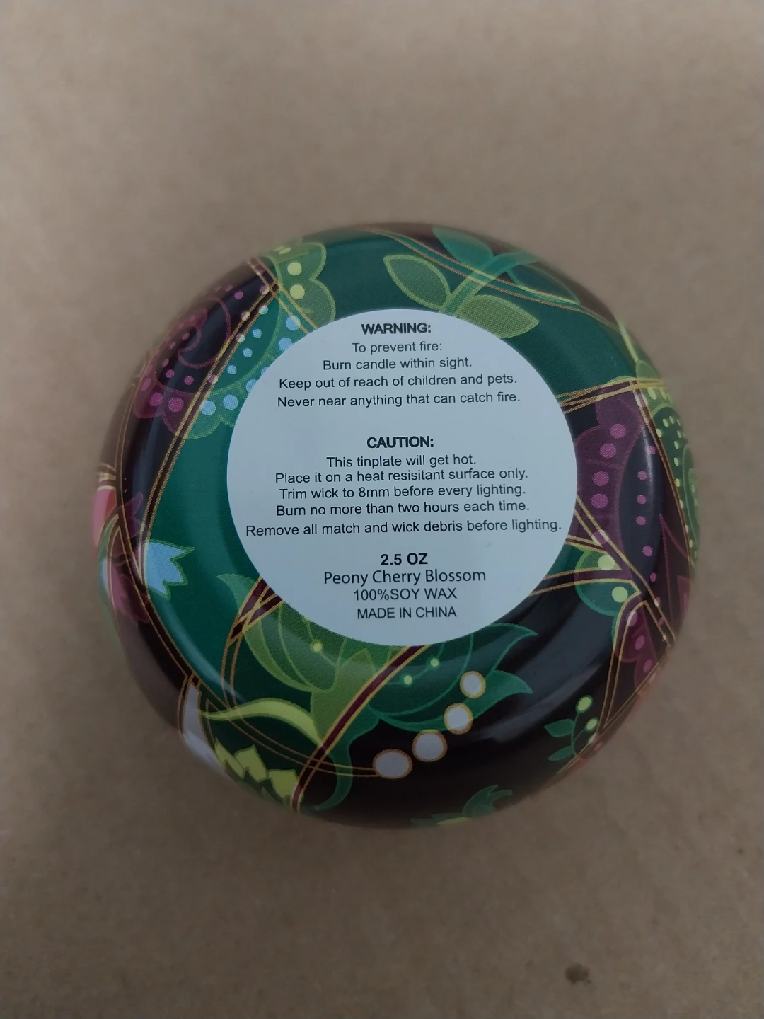 2.5 OZ Peony Cherry Blossom Soy Wax Candle - photo 2