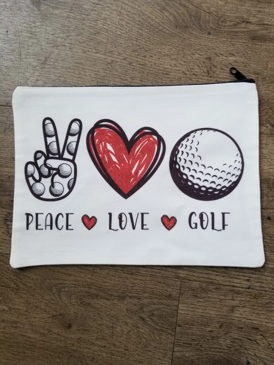 Peace Love Golf Zippered Pouch