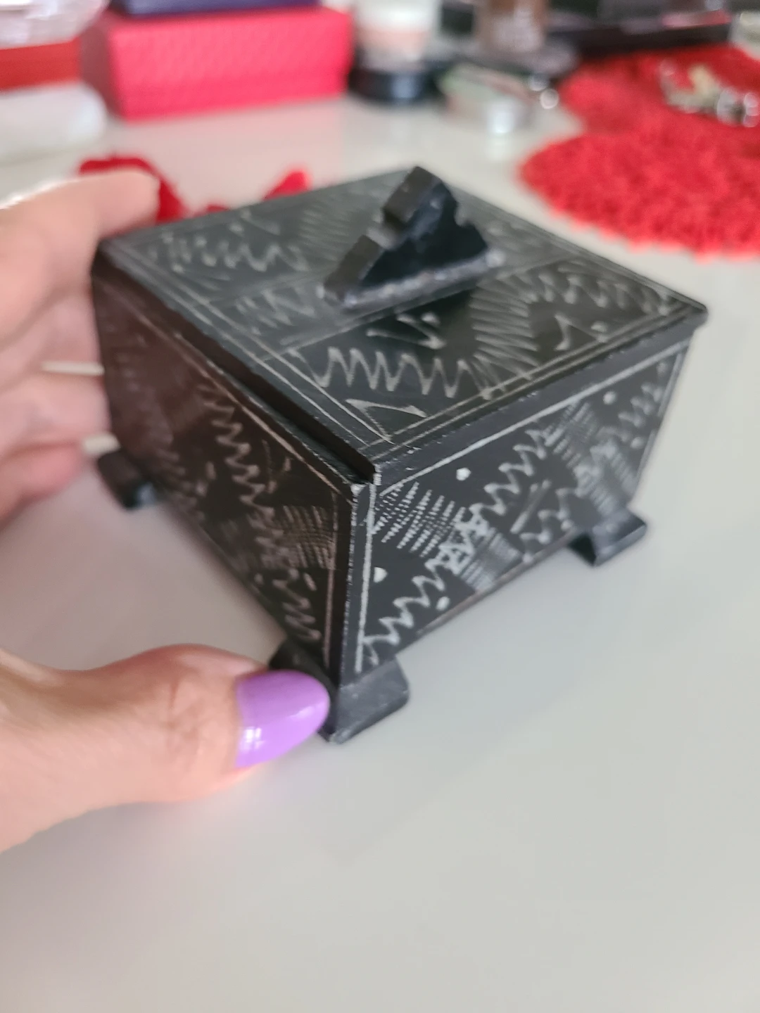 Persian Black stone handmade Box with Lid