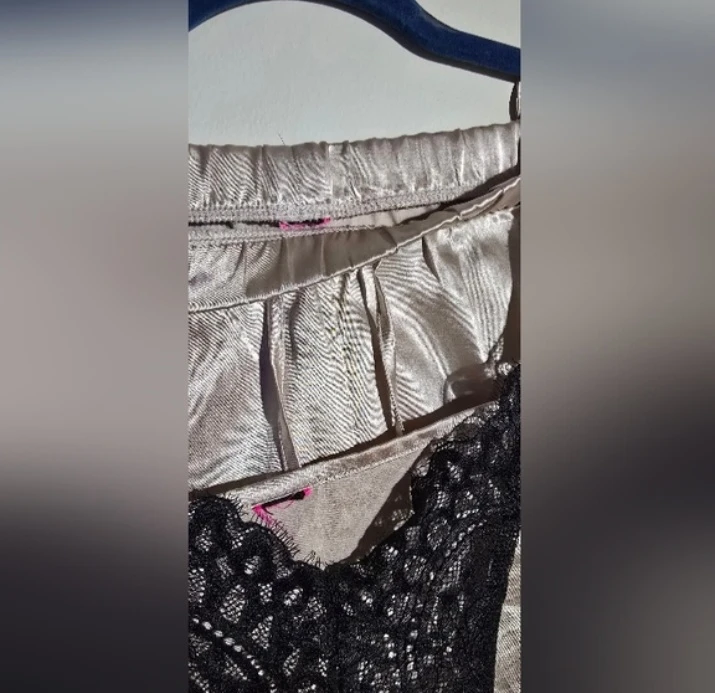 Satin Pajama Set with Lace Detail - photo 3