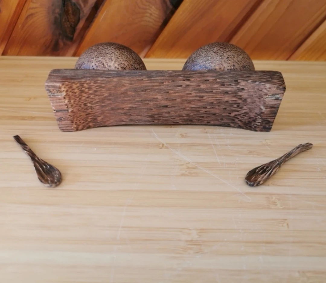Wooden Salt and Pepper Bowls with Spoons - photo 3