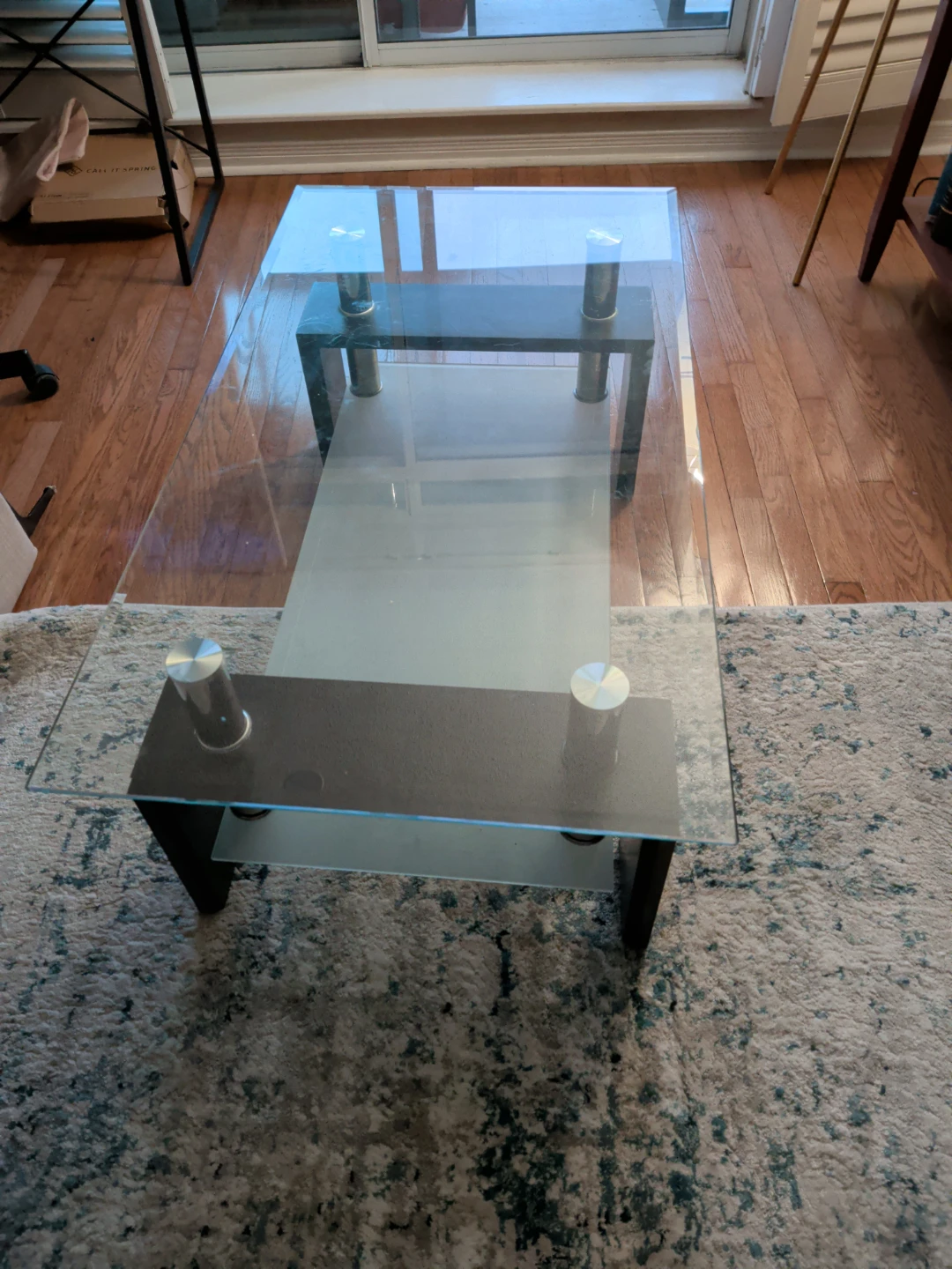 Glass Coffee Table with Black Frame