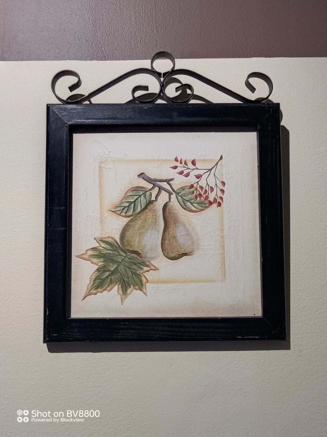 Framed Pear oil /water colour on canvas Wall Art