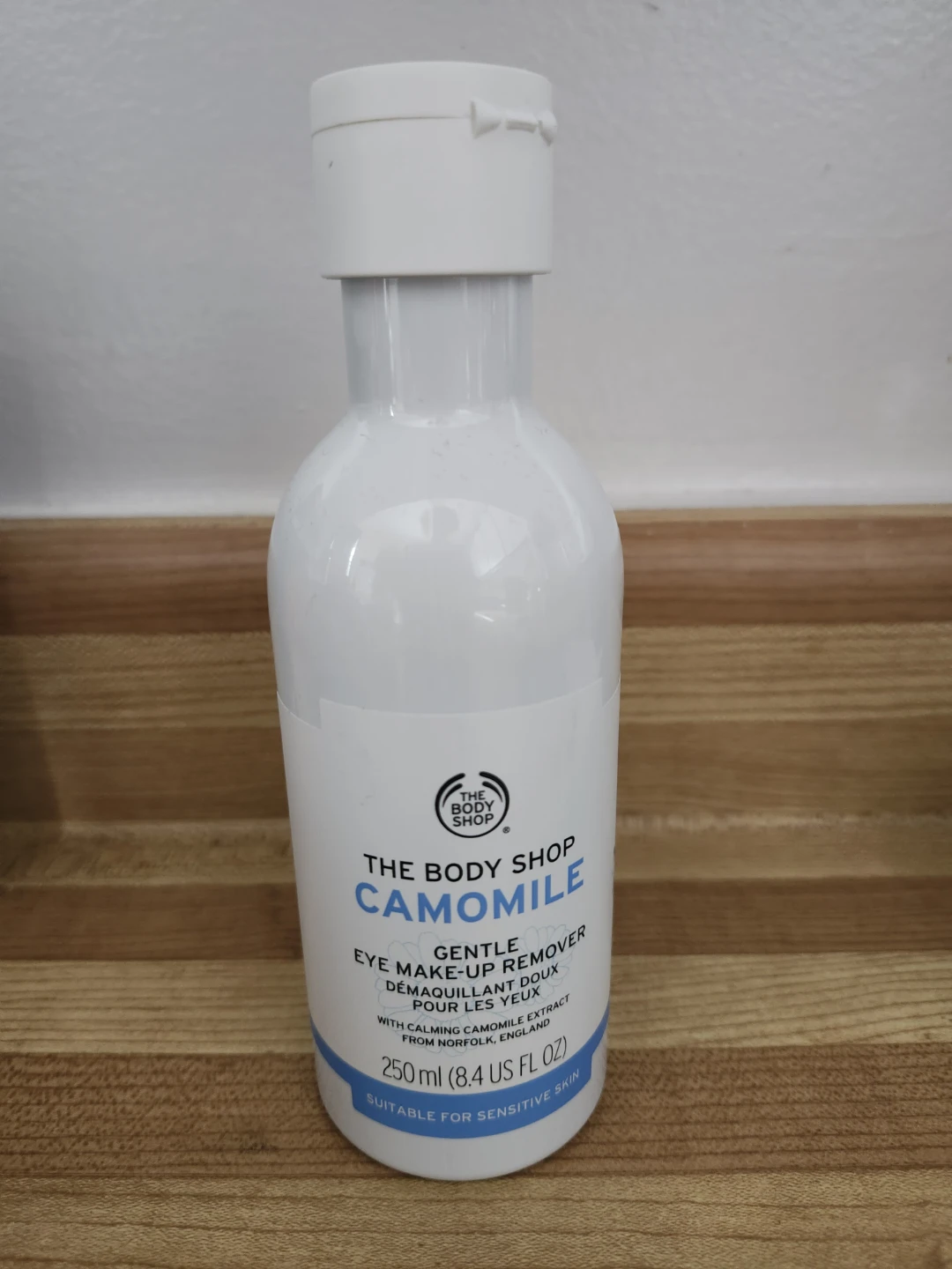 The Body shop camomile gentle eye make up remover.