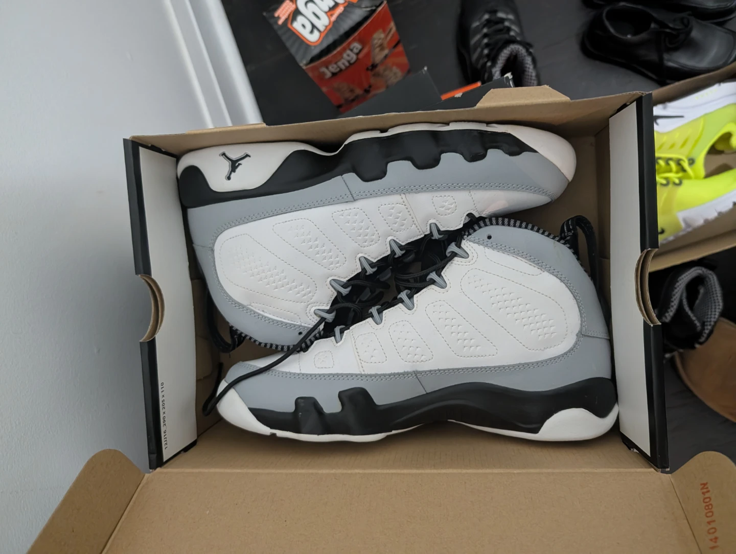 Jordan 9 Retro White/Black/Grey- 7Y