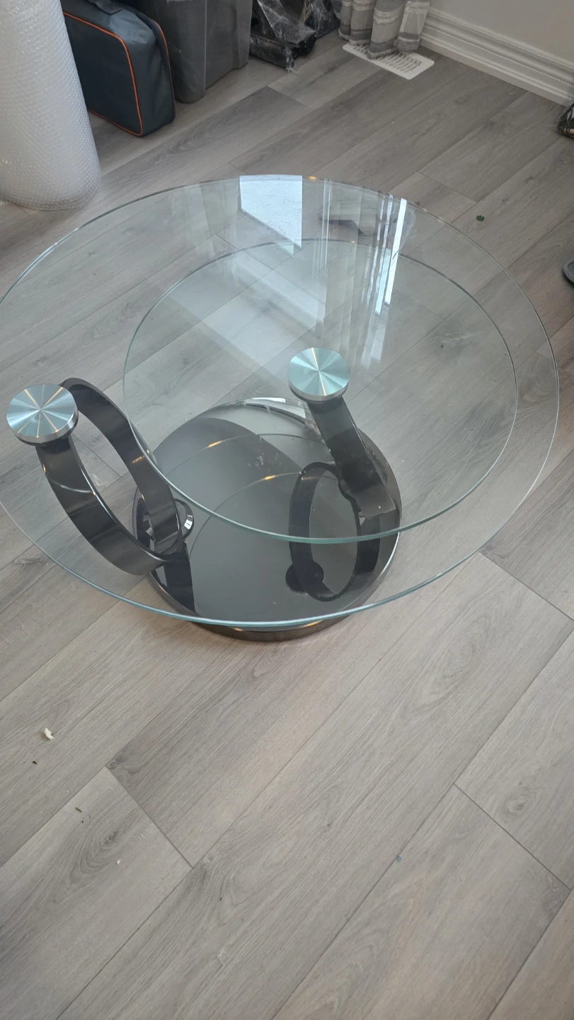 Glass Round Coffee Table and end table - photo 4