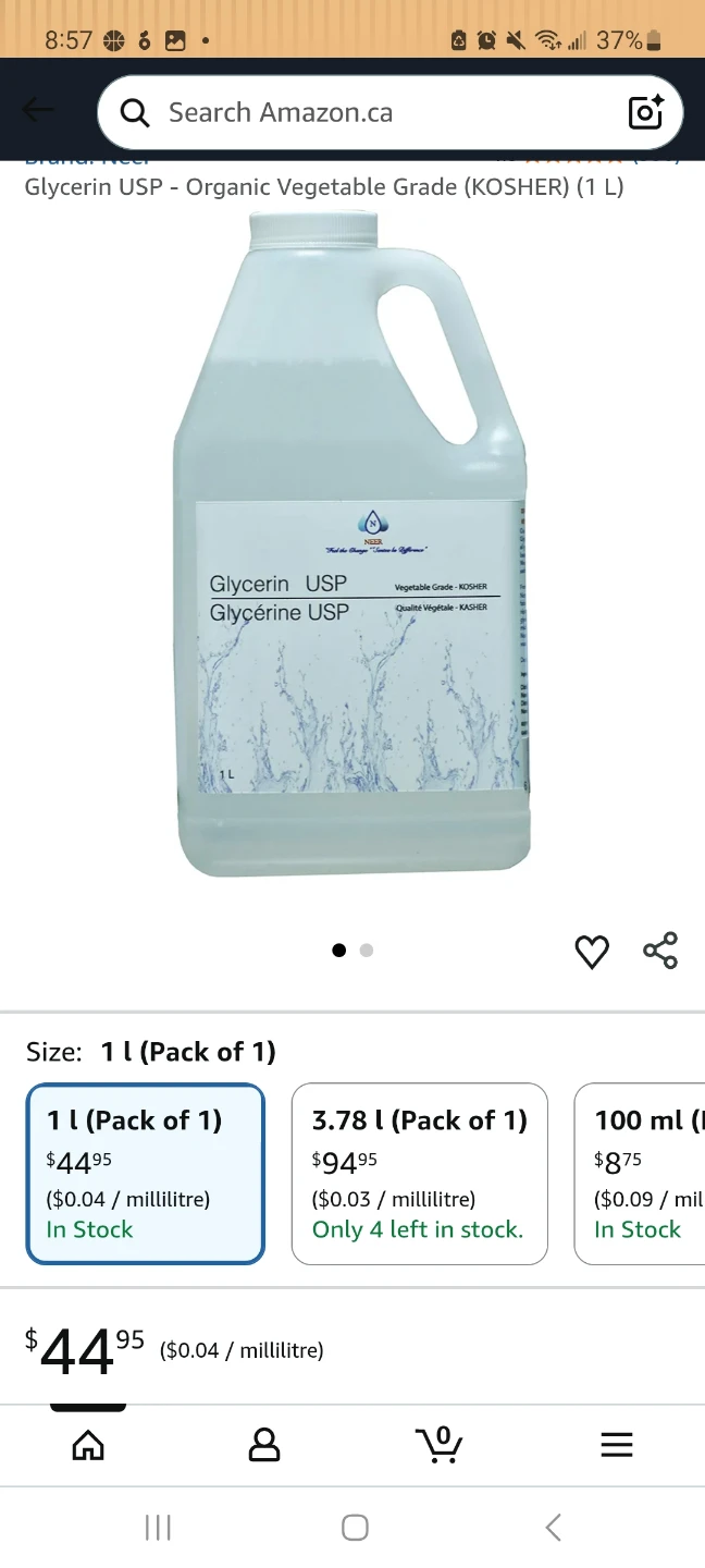 Brand new Glycerin USP Vegetable Grade Kosher