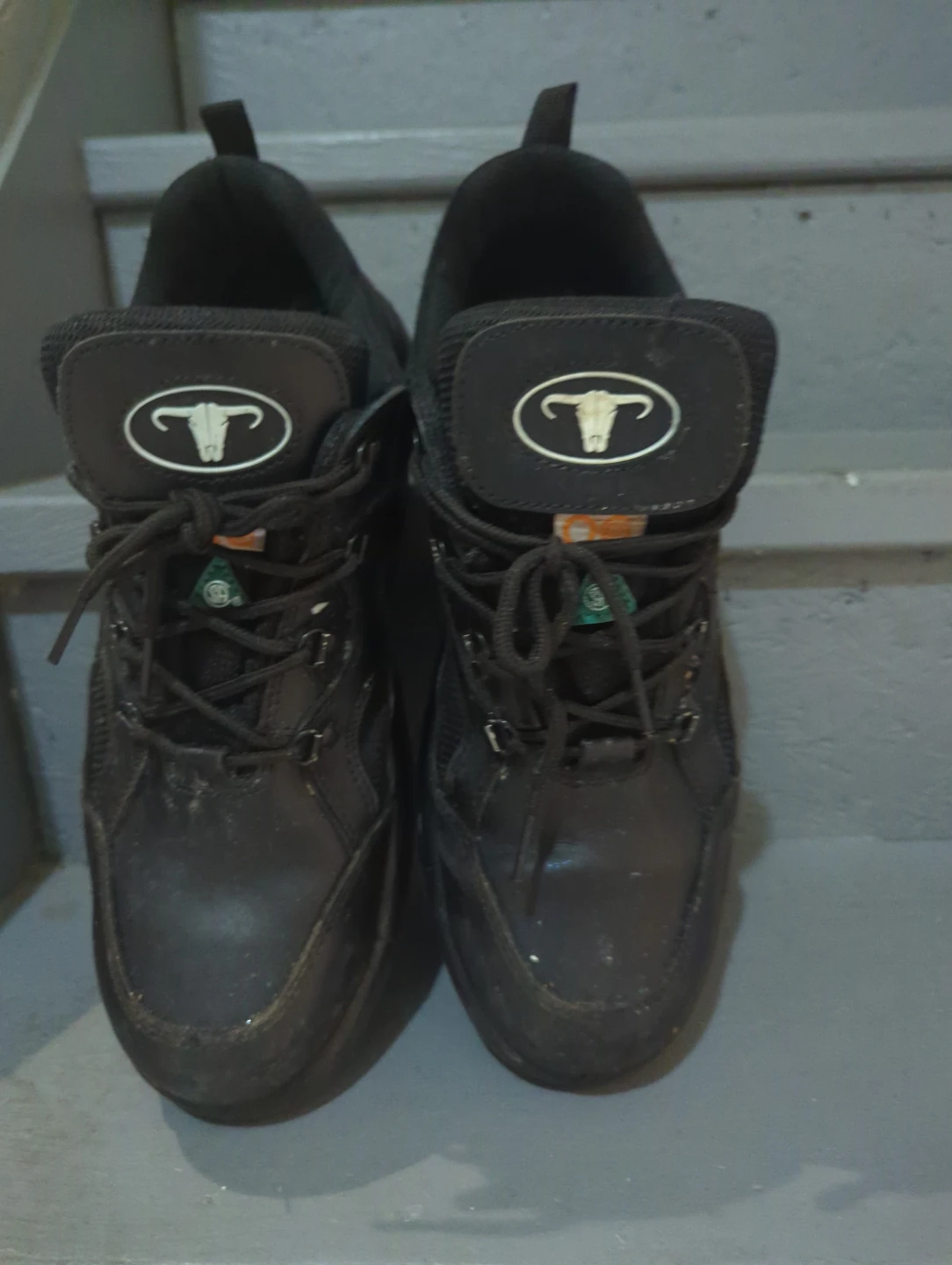 Black Shoes with Bull Logo