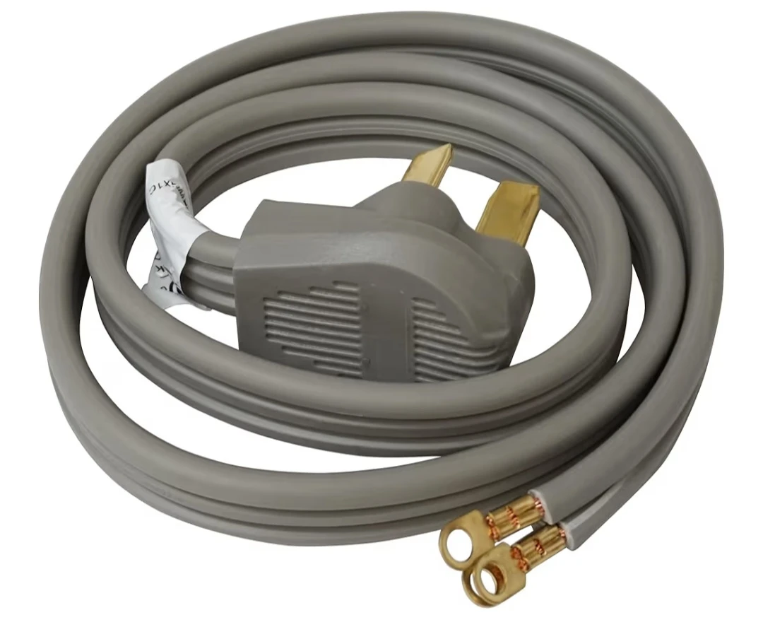 Electrical Range 4' Power Cord, 40 Amp, 3 Prong Wire, 125/250V,