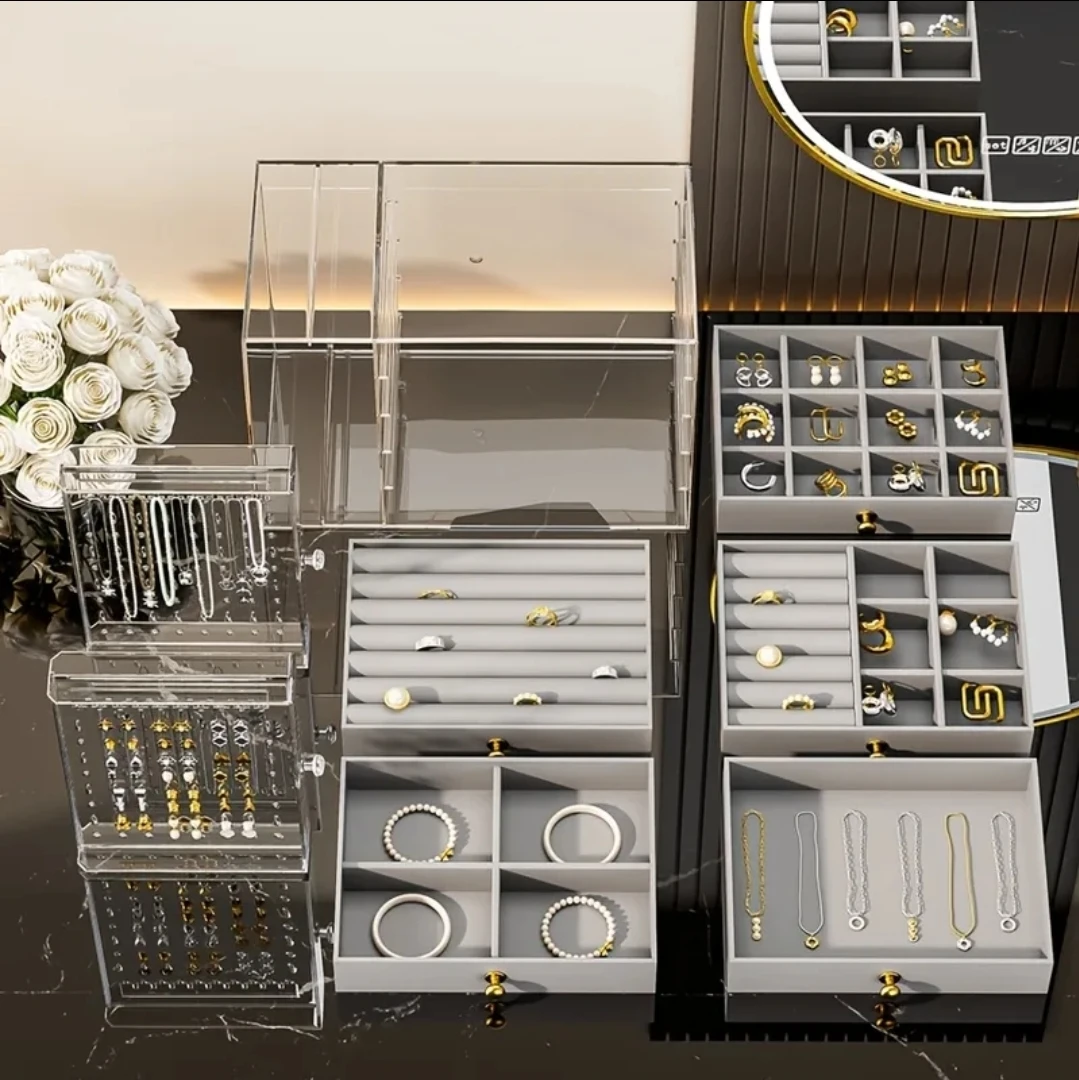 Brand new Jewelry Organizer Box with 5 Drawers Grey - photo 3