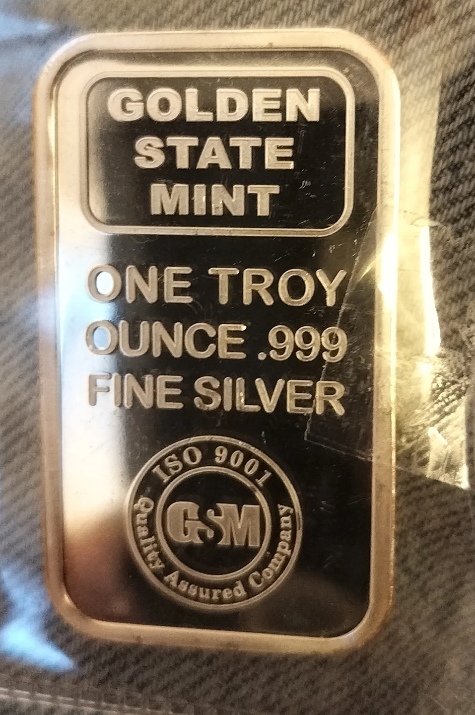Golden State Mint 1 Troy Ounce .999 Fine Silver Bar