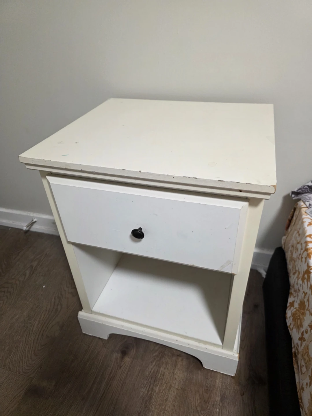 White Bedside Table with Drawer
