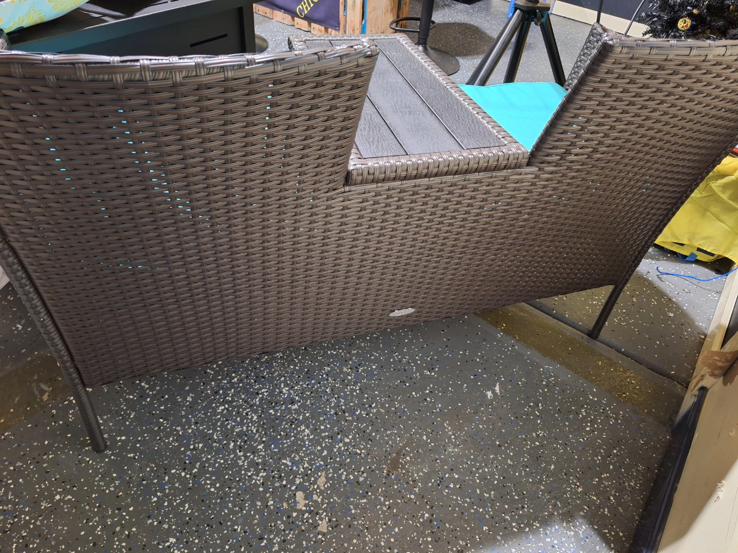 Patiojoy Wicker Loveseat with Table - Brown & Turquoise - photo 2
