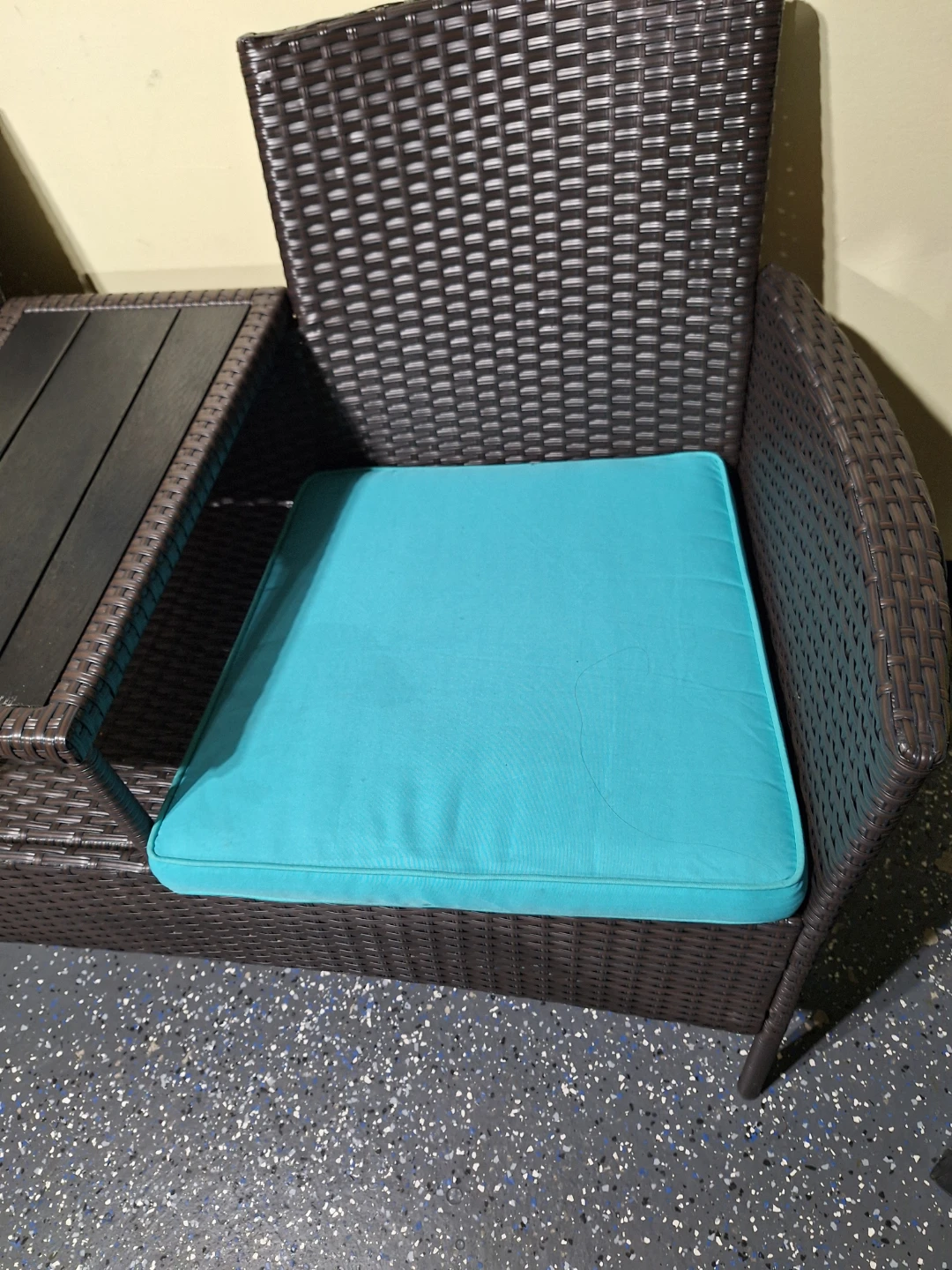 Patiojoy Wicker Loveseat with Table - Brown & Turquoise - photo 4