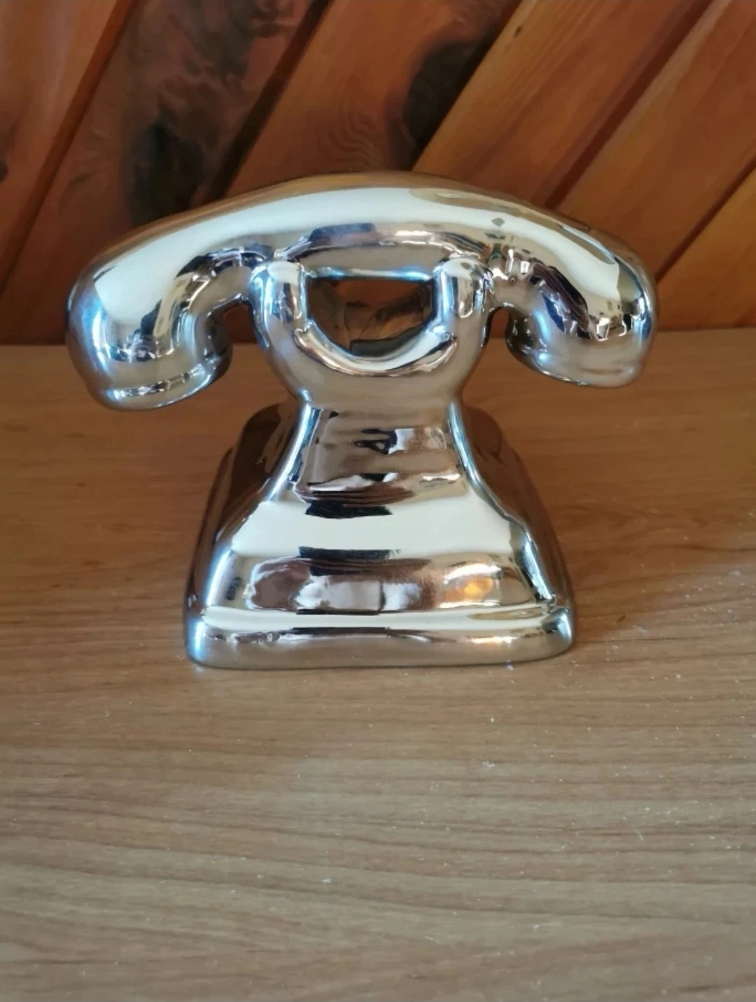Silver Rotary Phone Decor Sculpture | Retro Inspired Accent - photo 3