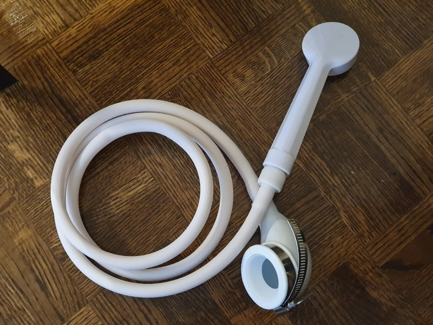 White Handheld Shower Head with Hose (Good Condition)