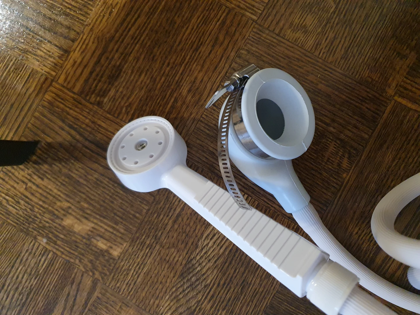 White Handheld Shower Head with Hose (Good Condition) - photo 2