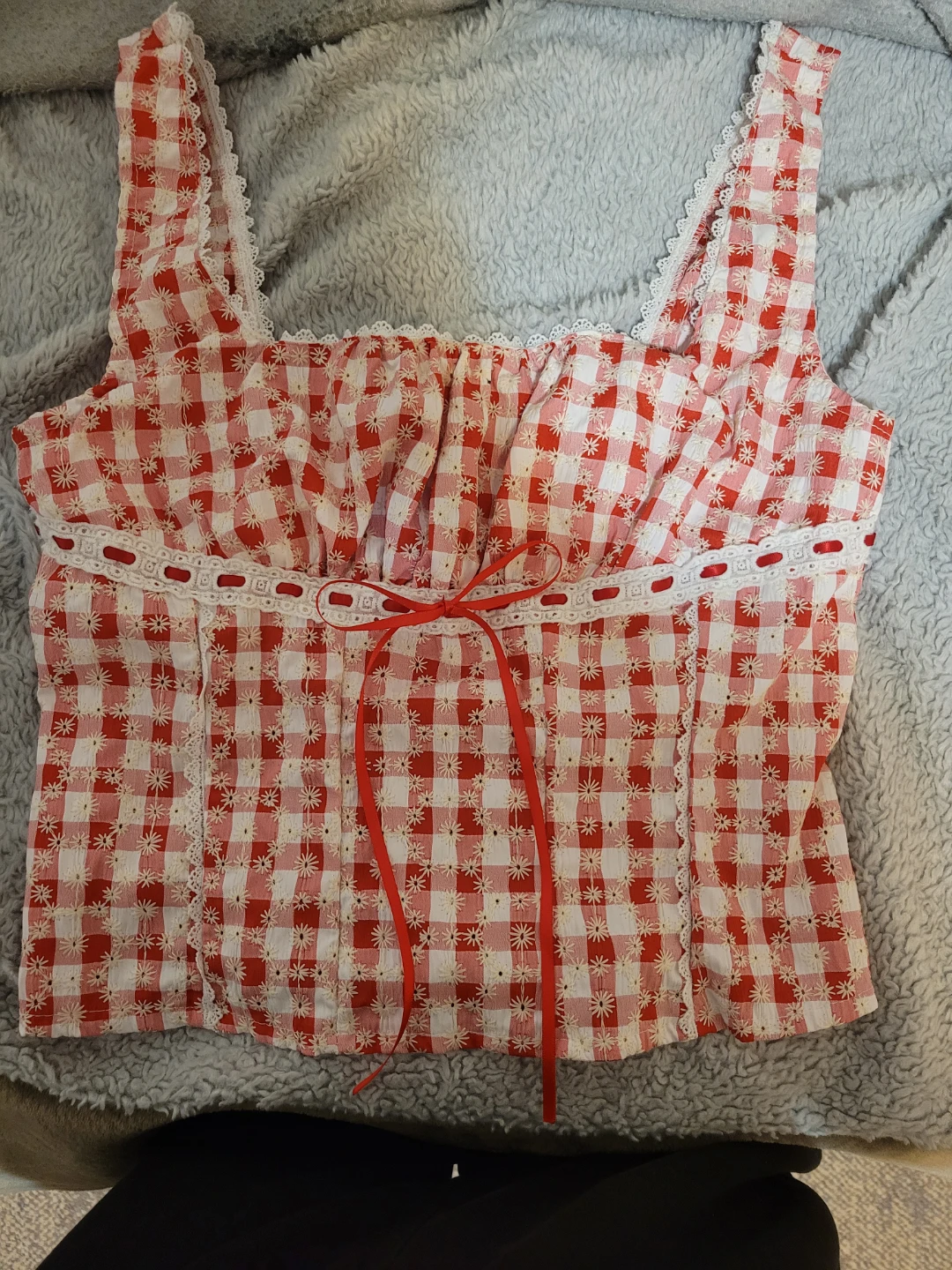 Red & White Gingham Top