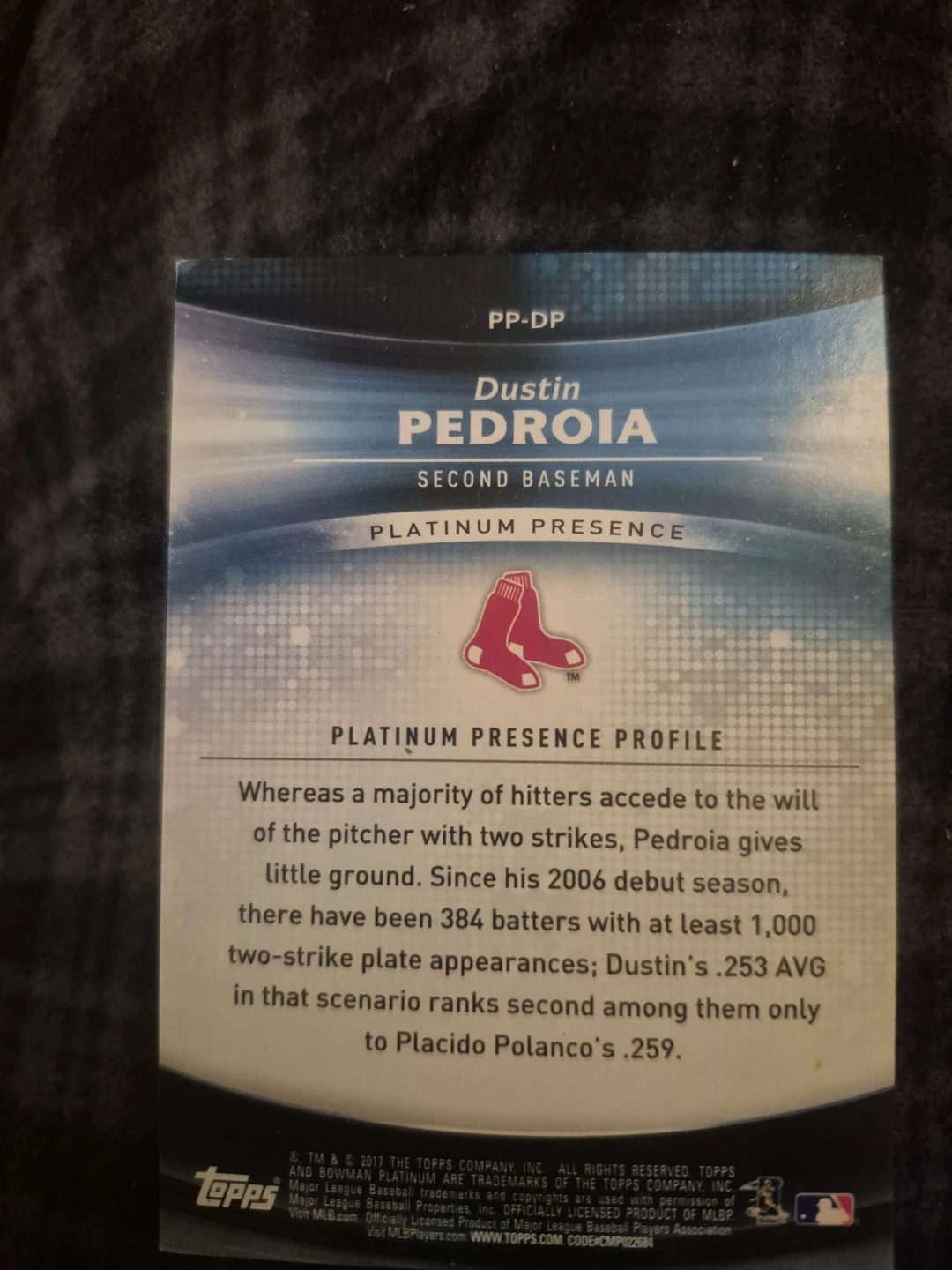 Dustin Pedroia 2017 Topps Platinum Presence Baseball Card - photo 3