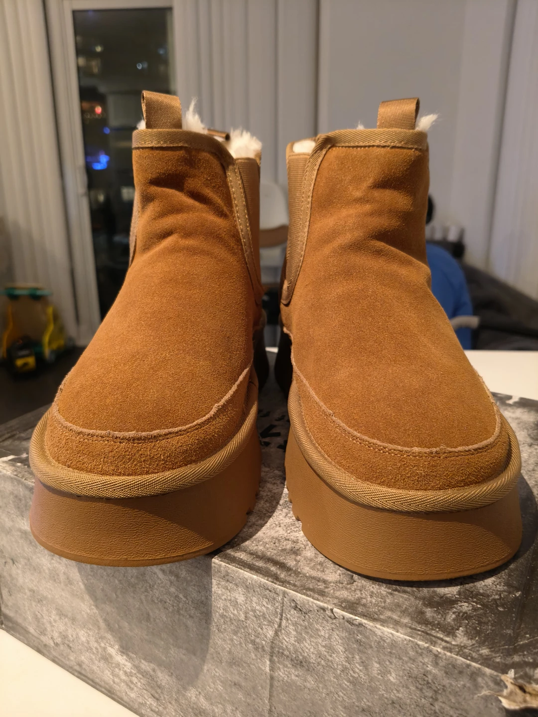 Nuvollante Suede Shearling Platform Ankle Boots