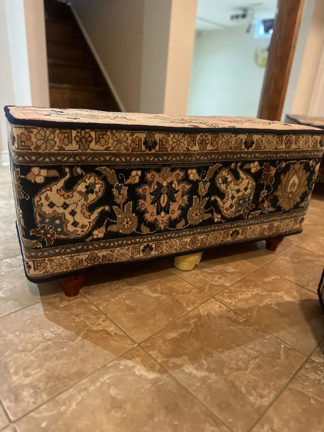 Bench/ Ottoman and Trunk Set with Persian-Style Rug Cover